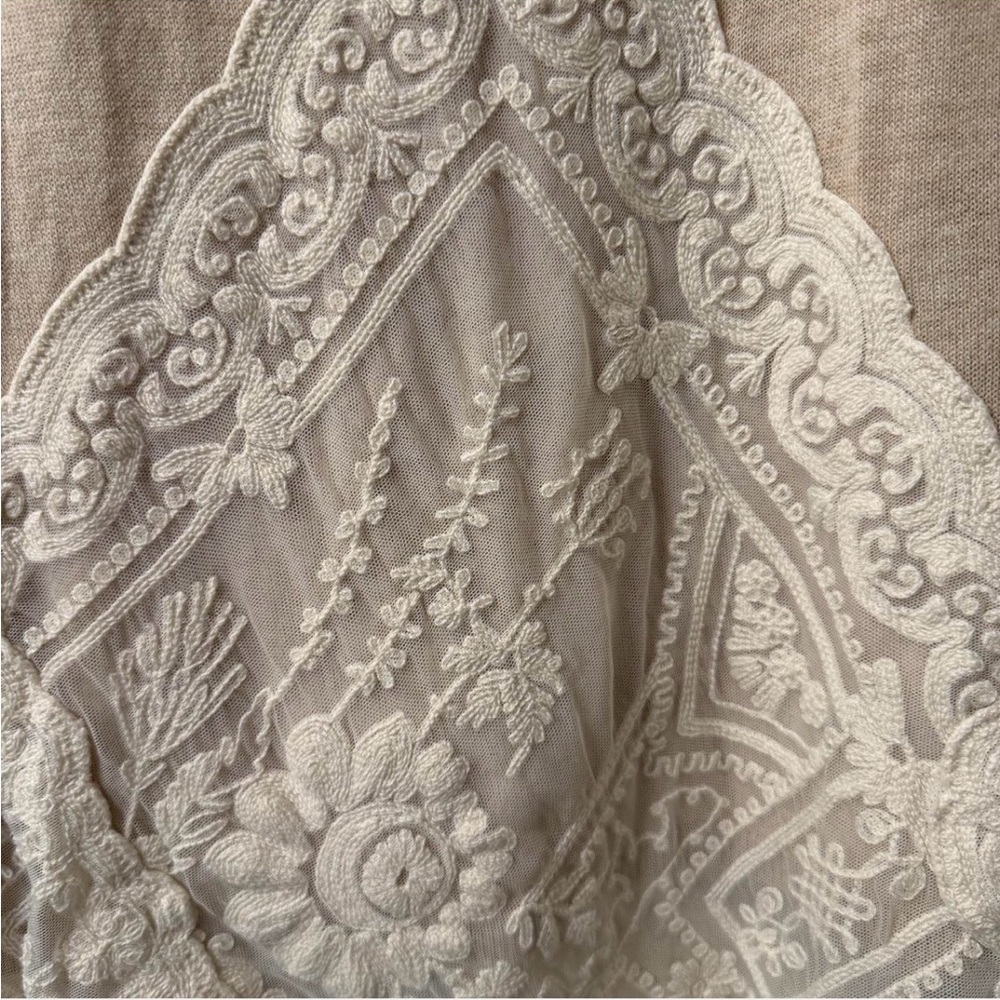 Angel of the North Anthropologie Cotton Blend Lace Trim Sweater Small Fairycore - Picture 6 of 8